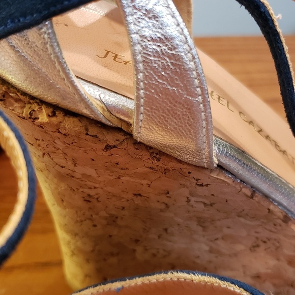 METALIC SilverCork Chunky Wedge Platforms Jean-Michel Catzabat Evening Events 9 - Picture 11 of 13